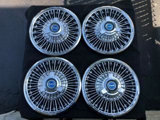 (4) 1965 - 66 Ford Mustang Galaxie Falcon Spinner Wire Hub Caps Wheel Covers Rare