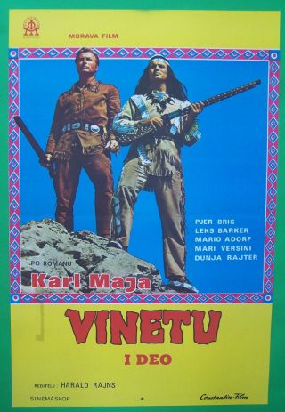 Winnetou 1.  Teil - Pierre Brice/lex Barker - Rare Yugoslav Movie Poster 1974