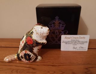 Rare Royal Crown Derby - Old Imari Beaver - Paperweight - Ltd Edition - Boxed.