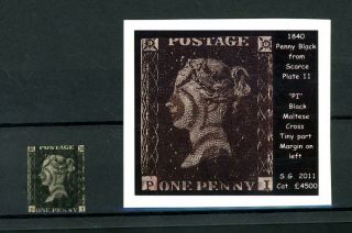 Plate 11 (sg 1) 1840 Penny Black.  Rare Stamp (au339)