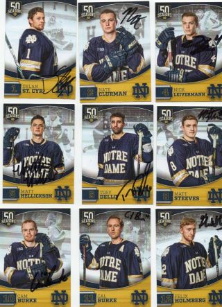 2018 - 19 Notre Dame Hockey Auto Team Signed Trading Card Set Rare Less Than 500