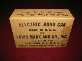 Rare 1950s Marx Train O Gauge 2002 Electric Hand Car As Found