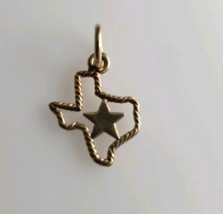 James Avery Retired 14k Yellow Gold Texas & Star Rope Charm Pendant Rare Uncut