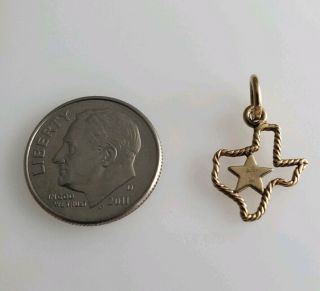 James Avery RETIRED 14k Yellow Gold Texas & Star Rope Charm Pendant RARE UNCUT 3