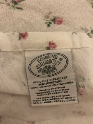 Vintage Laura Ashley Shabby Chic Tiny Rose Bud Cotton Sheet Set Rare Full 3
