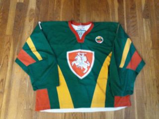 Iihf Lithuania Game Worn Hockey Jersey - Tackla Xx - Large Rare