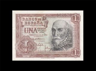 1953 Bank Of Spain 1 Peseta Rare ( (aunc))
