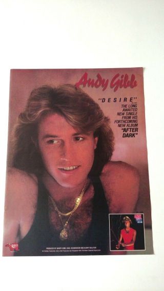 The Bee Gees Andy Gibb " After Dark " 1980 Rare Print Promo Poster Ad
