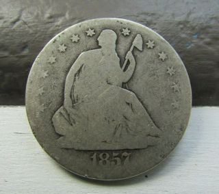 1857 - S 50c Liberty Seated Half Rare San Francisco Only 158k Minted