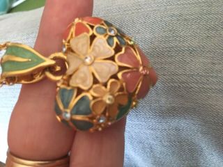Rare Double Sided Enamel Designer Signed Joan Rivers Gold Heart Pendant Necklace