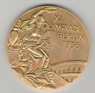 Winner Medal Xi.  Olympic Games Berlin 1936 - Gold Platet Very Rare