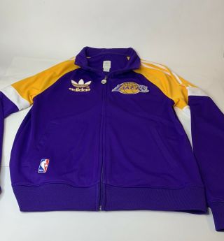 Rare Adidas Nba Los Angeles Lakers Track Top Full Zip Jacket Warm Up Size Medium