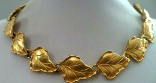 Rare Vintage Estate Signed Paquette Gold Tone Flower 17 3/4 " Necklace 5394j