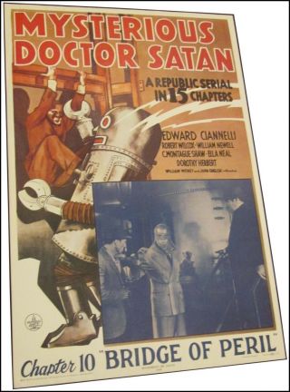 1971 Reprint Of 1940 Movie Poster Mysterious Doctor Satan Bridge Of Peril Rare
