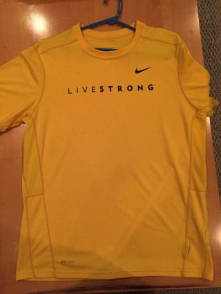 Livestrong Nike Dri Fit Shirt S/s Lg Lance Armstrong Rare