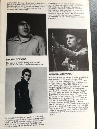 Shakin’ Stevens & Shaun Simon Rare “elvis” 1978 Astoria Theatre Brochure