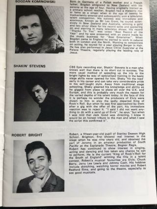 Shakin’ Stevens & Robert Bright Rare “elvis” 1977 Astoria Theatre Brochure