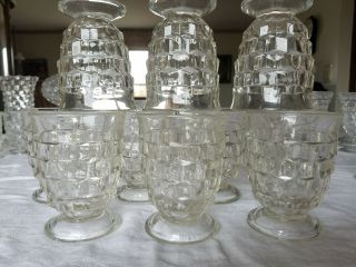 Set 10 Whitehall Colony 60s Footed 4.  5 " Water Tumblers Glasses Clear Rare Size