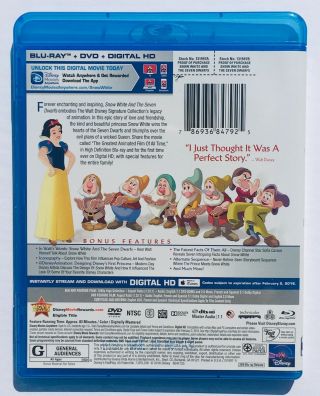 Disney’s Snow White and the Seven Dwarfs Blu - Ray / DVD RARE Complete Classic VGC 2