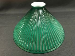 3744 Very Rare Ribbed Green Cased Glass Cone Shade 1910 2 1/4 " Fitter
