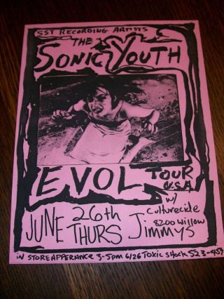 Sonic Youth Evol Tour June 26th 1986 Jimmys Orleans Rare