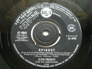 Rare Elvis Presley Australian Promo Spinout,  All That I Am 1966 Oz Rca 7 " 45 Vg