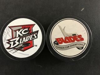 Rare Kansas City Blades 1992 Turner Cup Champions Ihl Hockey Pucks,  Bonus D8