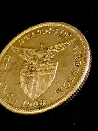 Brilliant & Rare 1908 Silver Phillipine Peso Under Us Sovereignty