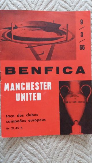 Rare Programme Benfica V Manchester United 9/3/1966