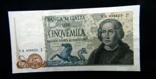 1971 Italy Rare Banknote 5000 £ Columbus2 Xf,
