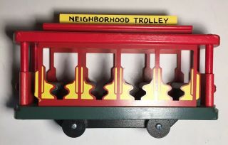 Rare Trademark Mr Rogers Neighborhood Trolley Toy Wooden 10.  5 Inch