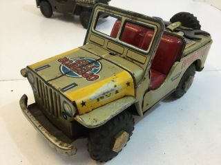 Vintage Kk 8” Long Operator Mechanic Jeep Willys Friction Tin Litho Japan Rare