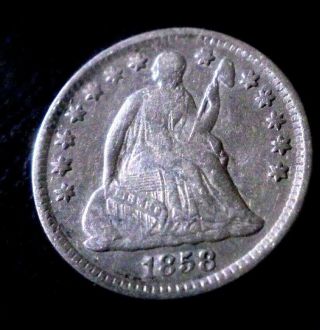 Rare 1853 Au - Bu Seated Liberty Choice Silver Half Dime Coin Luster