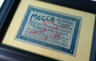 Very Rare Vintage 1917 Mecca American Tobacco 1/2¢ In Cash Ca Ny Ticket