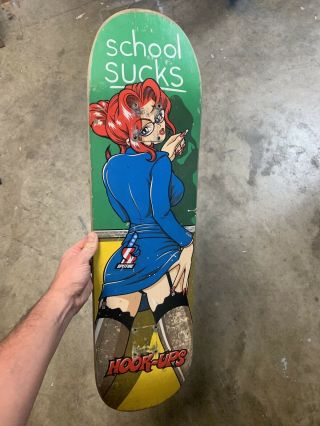 Vintage Hook - Ups " School Sucks " Skateboard Deck Rare Anime Girls Japan