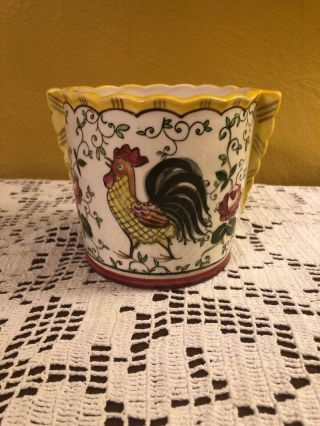 Vintage Early Provincial Hand - Painted Rooster & Roses Vase Ucagco Japan Rare