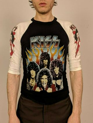 Vintage & Rare Kiss Authentic Concert Raglan T - Shirt