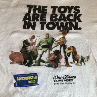 Vintage 90s Walt Disney Toy Story Promo Tee Shirt Blockbuster Pixar Rare