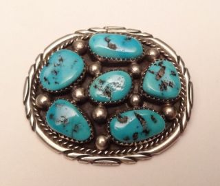 Tommy Moore Navajo Turquoise Native American Rare Pin Brooch Sterling Silver 925