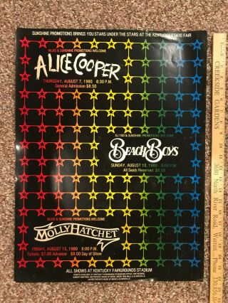 Beach Boys Alice Cooper Concert Poster Molly Hatchet Rare Concert