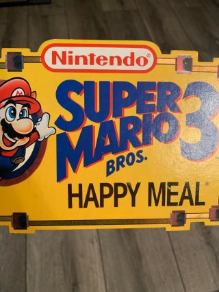 NES Nintendo MARIO BROS 3 McDonald ' s Happy Meal Toy Display Sign 1990 RARE 3
