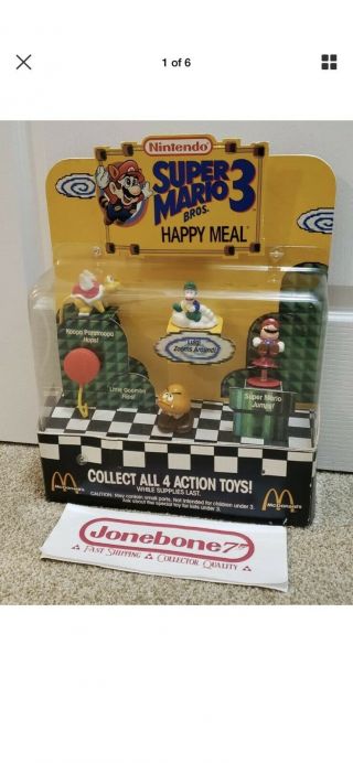 NES Nintendo MARIO BROS 3 McDonald ' s Happy Meal Toy Display Sign 1990 RARE 6