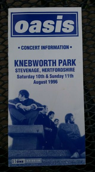 Oasis Very Rare Knebworth Concert Info Leaflet Noel Liam Gallagher Britpop