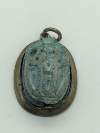 Old And Rare Sacred Egyption 925 Sterling Silver Pendant With Turquoise Stone