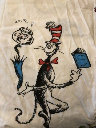 Rare Pottery Barn Kids Dr Seuss Cat In The Hat Full Size Bedsheet Set