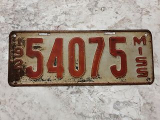 1921 Mississippi License Plate Rare