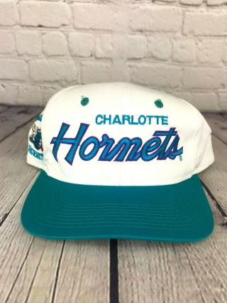Rare Vintage The Game Big Logo Charlotte Hornets Snapback Nba Hat 90s Cap Euc