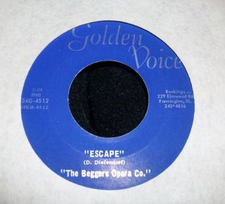The Beggers Opera Co.  Escape/gone From Me Golden Voice 45 Rare Illinois Garage