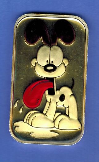 Rare Odie Enamel From Garfield Jim Davis Paws 999 Silver Art Bar 1 Troy Oz Ounce