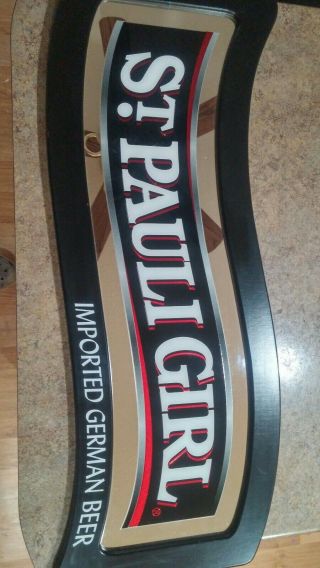 Rare St Pauli Girl Imported German Beer Lager Glass Mirror Bar Man Cave Sign